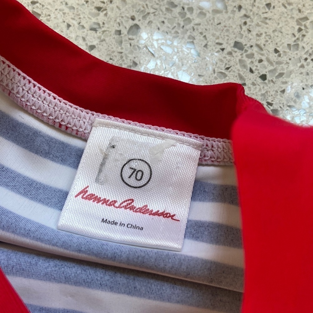 Hanna Andersson Infant Striped Rash Guard Infant Size 6 to 12 Months - Picture 2 of 6